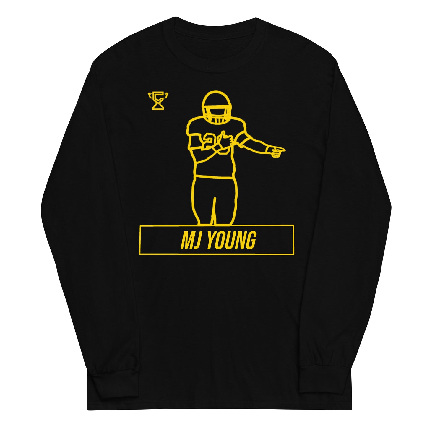 Black long sleeve shirt featuring MJ Young.