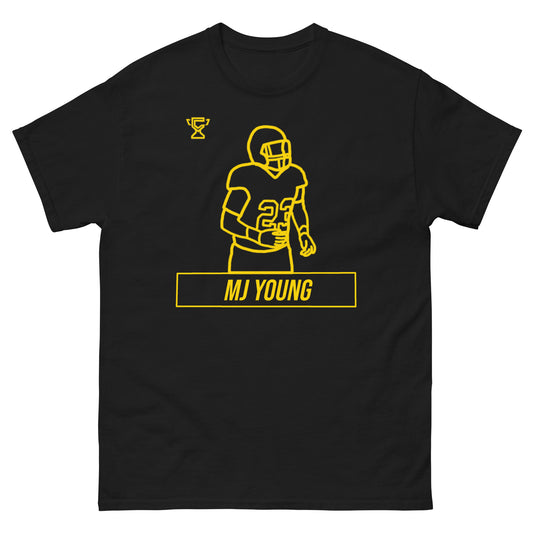 Black t-shirt featuring MJ Young.