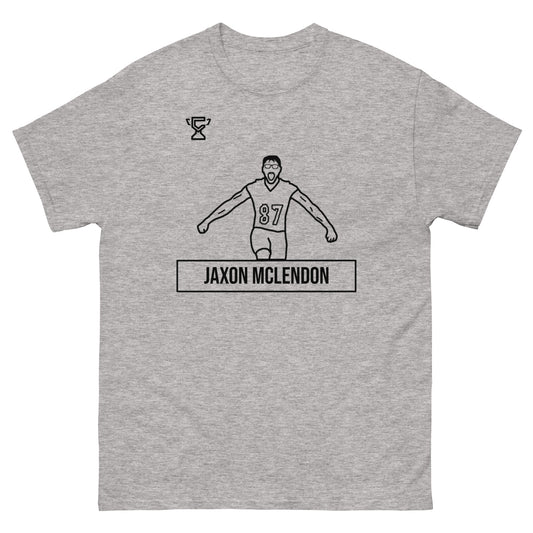 Sport gray t-shirt featuring artwork of Jaxon Mclendon.