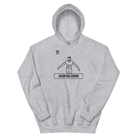 Sport gray hoodie featuring artwork of Jaxon Mclendon.